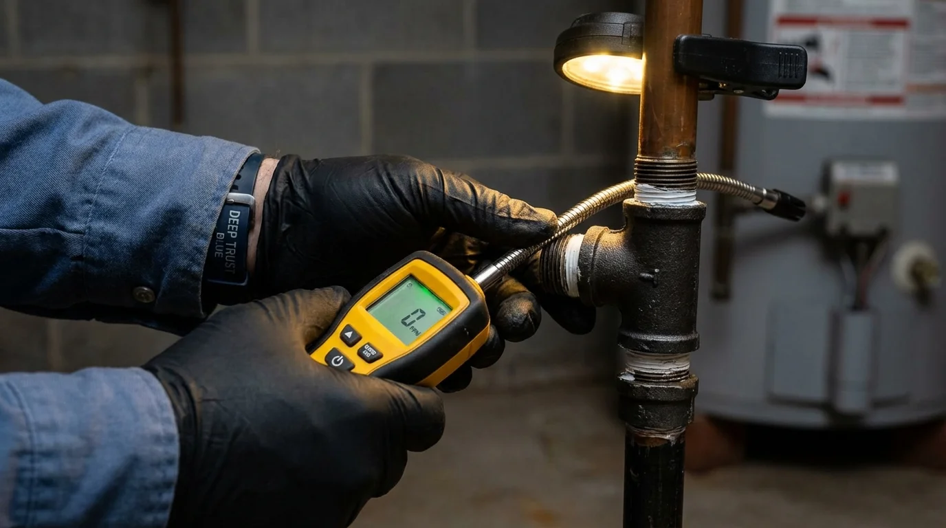 Gas leak detection with electronic sniffer by Johns Plumbing LLC in Mount Airy
